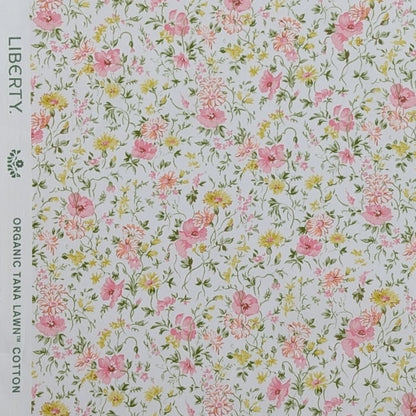 リバティ・ファブリックス　オーガニックタナローン　Beatrice　ベアトリス　ピンク/イエロー　約108×50cm