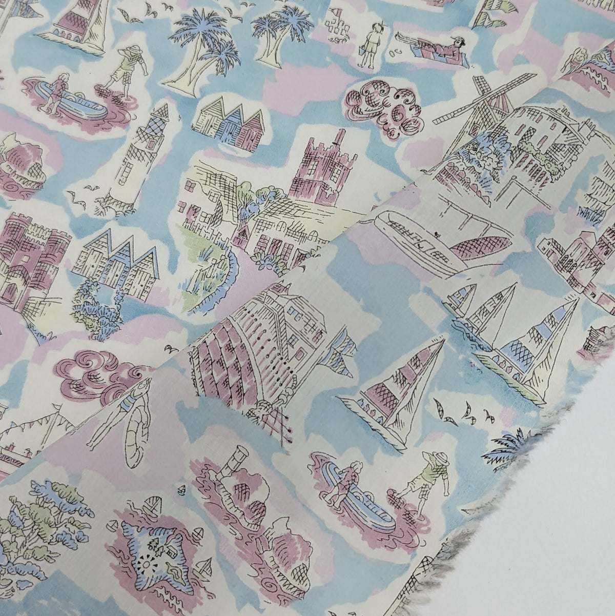 ◆輸入　リバティ　LIBERTY　タナローン　Isle of Wight　アイル オブ ワイト　ライトブルー　約130×50cm