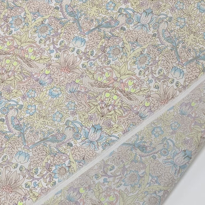 リバティ・ファブリックス　タナローン　Strawberry Thief Spring　ストロベリーシーフスプリング　イエローネオン　約108×50cm