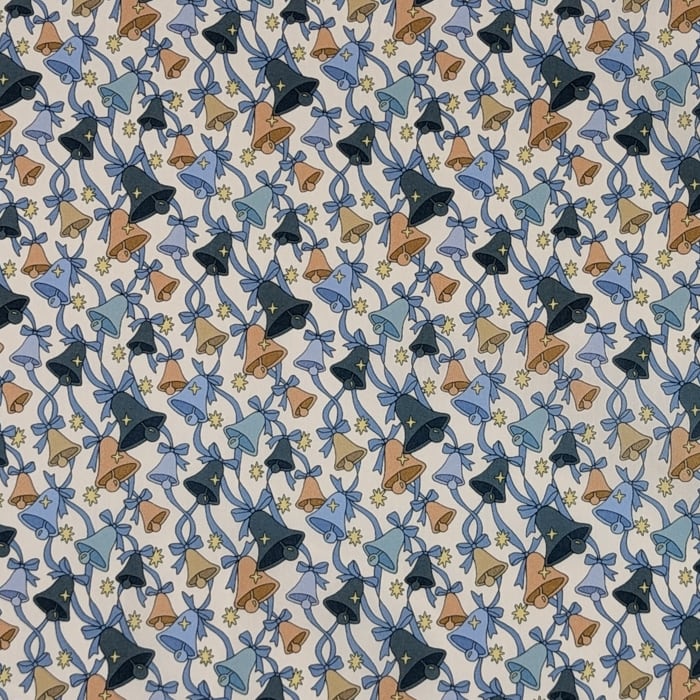 リバティ・ファブリックス　タナローン　Sparkling Bells　スパークリング・ベルズ　ブルー　約108×50cm