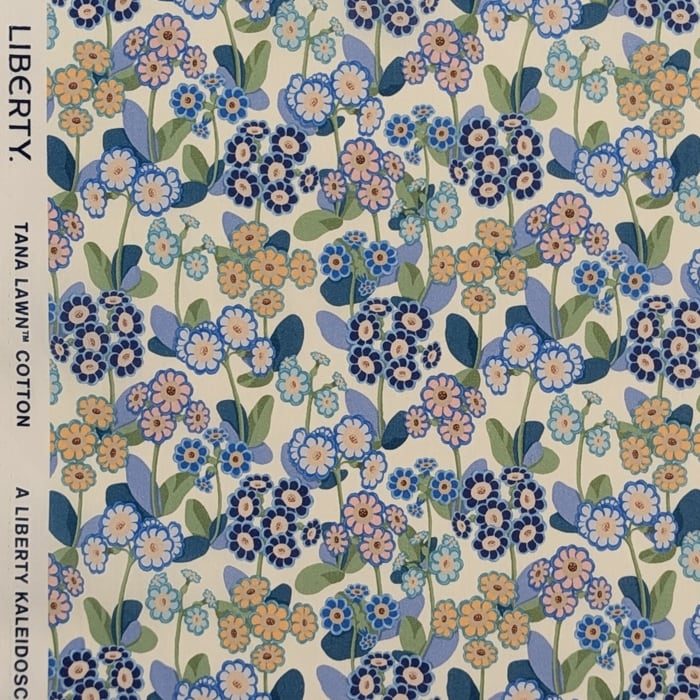 リバティ・ファブリックス　タナローン　Primula Park　プリムラ・パーク　ブルー　約108×50cm