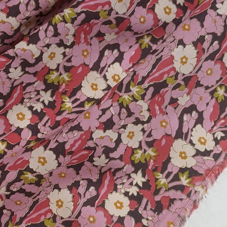 ◆輸入　リバティ　LIBERTY　タナローン　Primrose Path A　プリムローズパス　A　ピンク/ブラック　約130×50cm