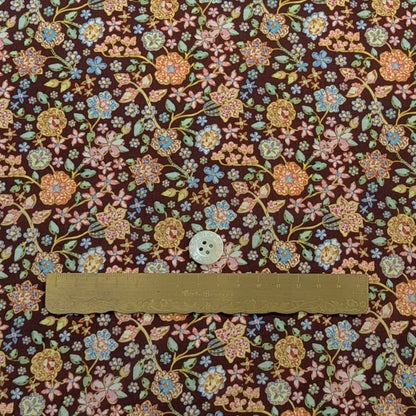 リバティ・ファブリックス　タナローン　Fiona Devaux　フィオナ・ドゥヴォー　ブラウン地　約108×50cm