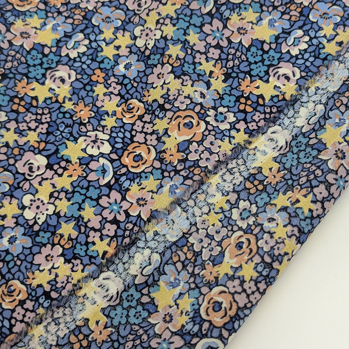 ★輸入　リバティ　LIBERTY　オーガニックタナローン　Emma Etoile Blue　エマエトワール　ブルー　約130×50cm