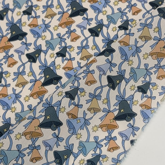 リバティ・ファブリックス　タナローン　Sparkling Bells　スパークリング・ベルズ　ブルー　約108×50cm