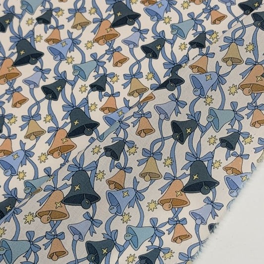 リバティ・ファブリックス　タナローン　Sparkling Bells　スパークリング・ベルズ　ブルー　約108×50cm